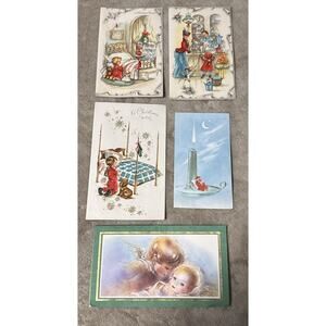 Vintage Lot Of Five Christmas Cards